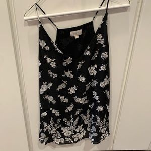 Black and white floral print tank top